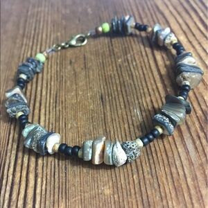 Men's 8 Inch Shell Nugget Beaded Bracelet, Men's Beaded Bracelet, Handmade